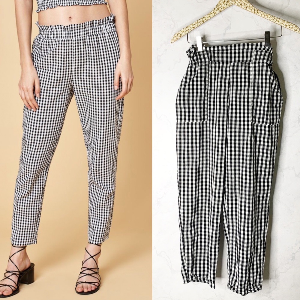 Kendall & Kylie black & white gingham checkered ankle pants